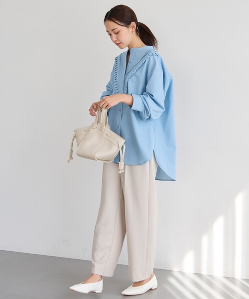 LAVEANGE（ラビアンジェ）の「【洗える】プリーツピンタックシャツ（シャツ/ブラウス・レディース・ネイビー/サックスブルー・4L/3L/LL/M/5L）」の14枚目の写真