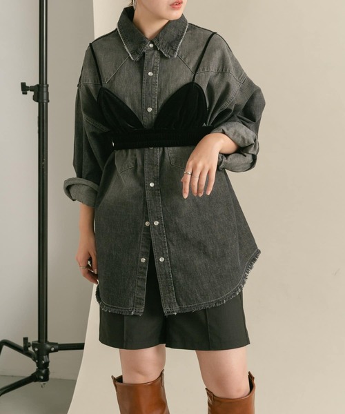 KBF（ケイビーエフ）の「オーバーデニムシャツ（シャツ/ブラウス・レディース・ブルー/ブラック・ONE）」の12枚目の写真