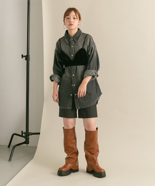 KBF（ケイビーエフ）の「オーバーデニムシャツ（シャツ/ブラウス・レディース・ブルー/ブラック・ONE）」の15枚目の写真