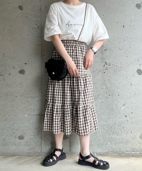 merrylatte（メリーラテ）の「フレンチガーリーチェックティアードスカート（スカート・レディース・ブラック/ブラウン・MEDIUM/SMALL/LARGE）」の10枚目の写真