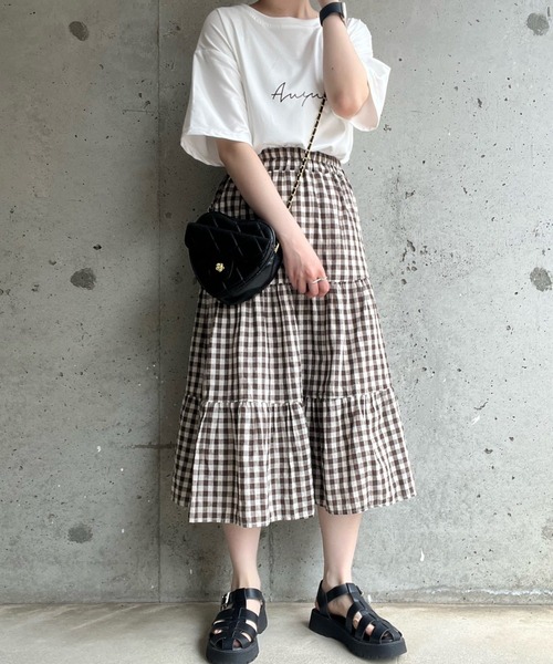 merrylatte（メリーラテ）の「フレンチガーリーチェックティアードスカート（スカート・レディース・ブラック/ブラウン・MEDIUM/SMALL/LARGE）」の7枚目の写真