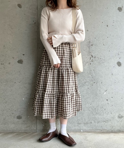 merrylatte（メリーラテ）の「フレンチガーリーチェックティアードスカート（スカート・レディース・ブラック/ブラウン・MEDIUM/SMALL/LARGE）」の15枚目の写真