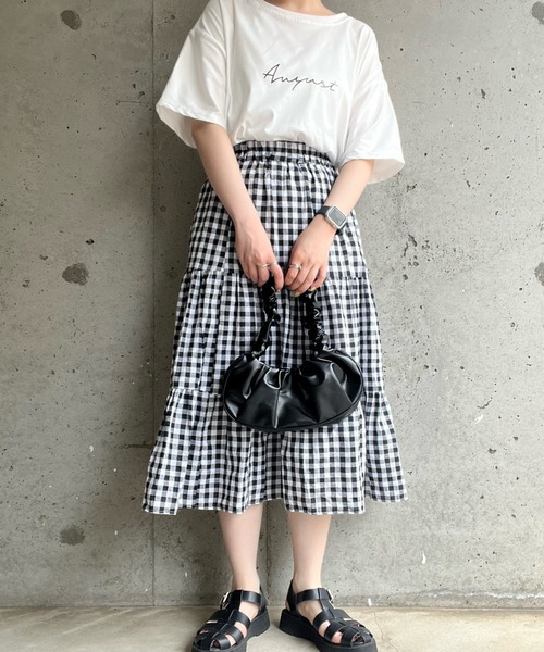 merrylatte（メリーラテ）の「フレンチガーリーチェックティアードスカート（スカート・レディース・ブラック/ブラウン・MEDIUM/SMALL/LARGE）」の14枚目の写真