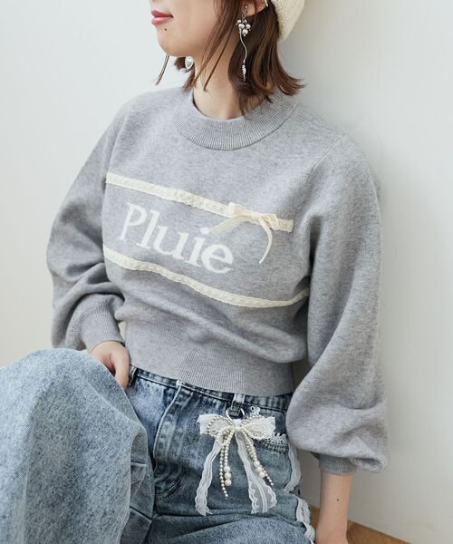 MAJESTIC LEGON（マジェスティックレゴン）の「レースリボンロゴニット（ニット/セーター・レディース・ピンク/ボルドー/グレー/アイボリー/ブラック・MEDIUM）」の4枚目の写真