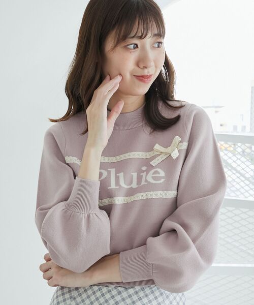 MAJESTIC LEGON（マジェスティックレゴン）の「レースリボンロゴニット（ニット/セーター・レディース・ピンク/ボルドー/グレー/アイボリー/ブラック・MEDIUM）」の5枚目の写真