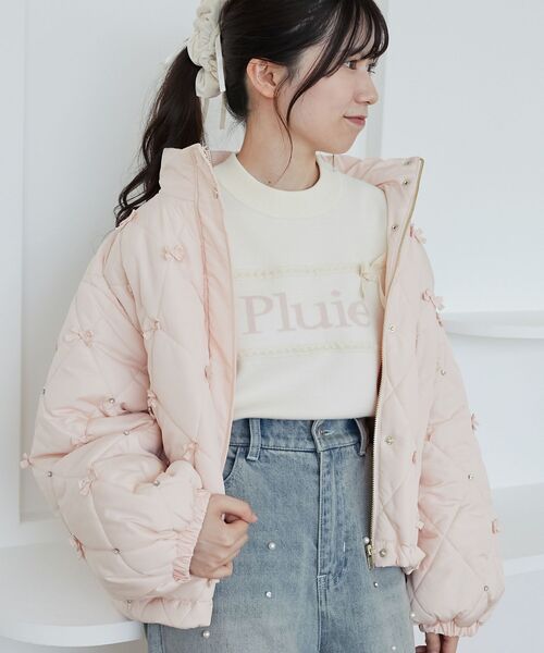 MAJESTIC LEGON（マジェスティックレゴン）の「レースリボンロゴニット（ニット/セーター・レディース・ピンク/ボルドー/グレー/アイボリー/ブラック・MEDIUM）」の7枚目の写真