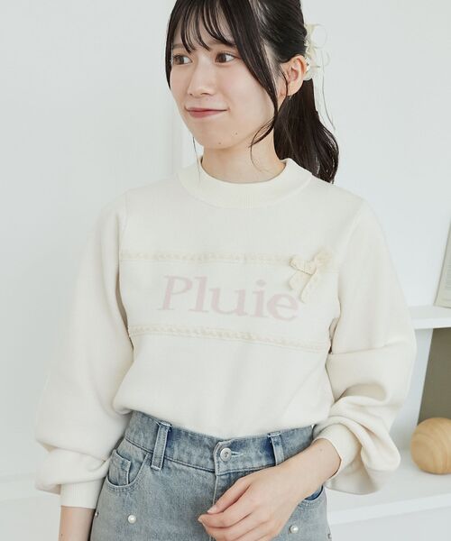 MAJESTIC LEGON（マジェスティックレゴン）の「レースリボンロゴニット（ニット/セーター・レディース・ピンク/ボルドー/グレー/アイボリー/ブラック・MEDIUM）」の12枚目の写真