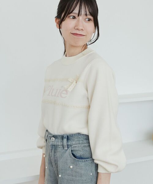 MAJESTIC LEGON（マジェスティックレゴン）の「レースリボンロゴニット（ニット/セーター・レディース・ピンク/ボルドー/グレー/アイボリー/ブラック・MEDIUM）」の13枚目の写真