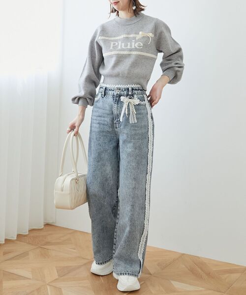 MAJESTIC LEGON（マジェスティックレゴン）の「レースリボンロゴニット（ニット/セーター・レディース・ピンク/ボルドー/グレー/アイボリー/ブラック・MEDIUM）」の17枚目の写真