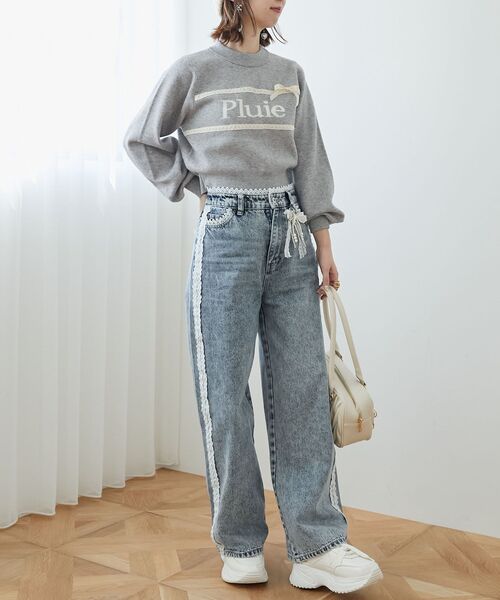 MAJESTIC LEGON（マジェスティックレゴン）の「レースリボンロゴニット（ニット/セーター・レディース・ピンク/ボルドー/グレー/アイボリー/ブラック・MEDIUM）」の18枚目の写真