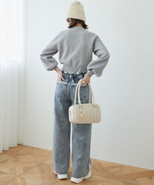 MAJESTIC LEGON（マジェスティックレゴン）の「レースリボンロゴニット（ニット/セーター・レディース・ピンク/ボルドー/グレー/アイボリー/ブラック・MEDIUM）」の19枚目の写真