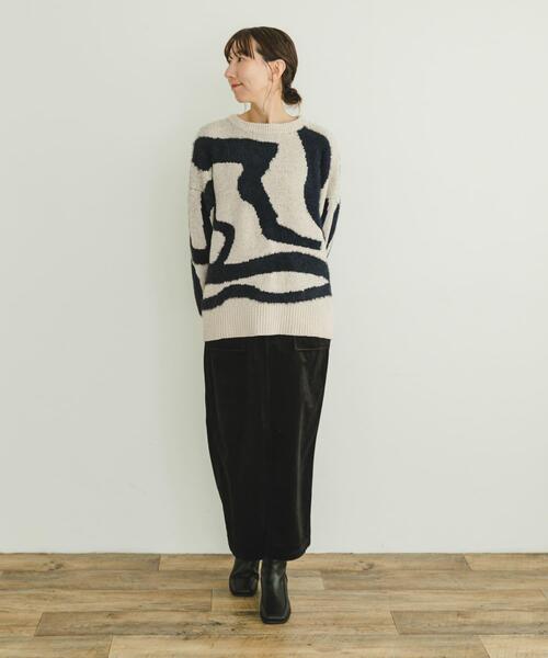 ITEMS URBANRESEARCH（アイテムズ アーバンリサーチ）の「モールフェザージャガードニット（ニット/セーター・レディース・チャコールグレー/アイボリー/ブラウン・FREE）」の8枚目の写真