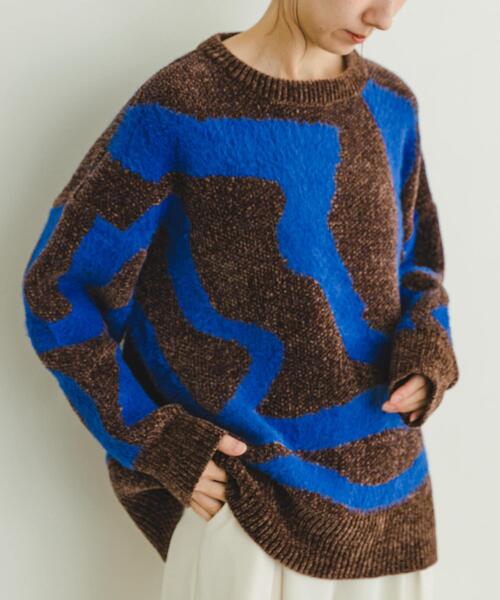 ITEMS URBANRESEARCH（アイテムズ アーバンリサーチ）の「モールフェザージャガードニット（ニット/セーター・レディース・チャコールグレー/アイボリー/ブラウン・FREE）」の19枚目の写真