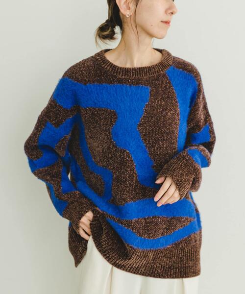 ITEMS URBANRESEARCH（アイテムズ アーバンリサーチ）の「モールフェザージャガードニット（ニット/セーター・レディース・チャコールグレー/アイボリー/ブラウン・FREE）」の20枚目の写真