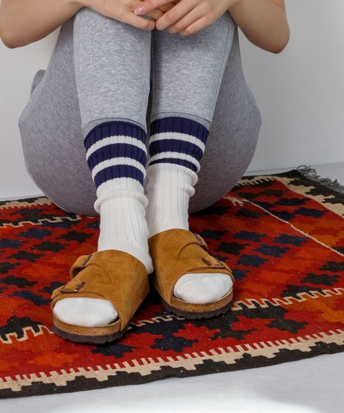 rasox（ラソックス）の「rasox（ラソックス）／　クラシックライン・リブクルー（ソックス/靴下・レディース・ネイビー/ブラック×ホワイト/ボルドー/ホワイト・MEDIUM/SMALL/LARGE）」の2枚目の写真