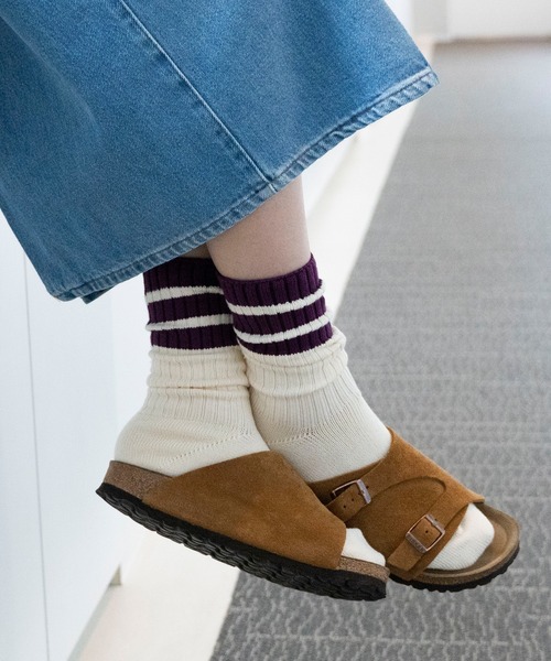 rasox（ラソックス）の「rasox（ラソックス）／　クラシックライン・リブクルー（ソックス/靴下・レディース・ネイビー/ブラック×ホワイト/ボルドー/ホワイト・MEDIUM/SMALL/LARGE）」の4枚目の写真