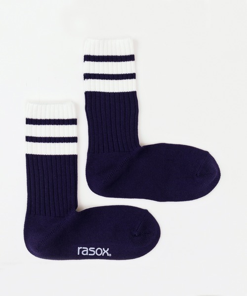 rasox（ラソックス）の「rasox（ラソックス）／　クラシックライン・リブクルー（ソックス/靴下・レディース・ネイビー/ブラック×ホワイト/ボルドー/ホワイト・MEDIUM/SMALL/LARGE）」の8枚目の写真