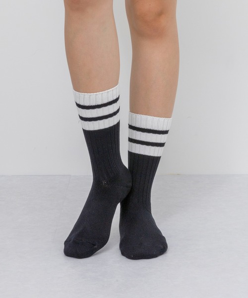 rasox（ラソックス）の「rasox（ラソックス）／　クラシックライン・リブクルー（ソックス/靴下・レディース・ネイビー/ブラック×ホワイト/ボルドー/ホワイト・MEDIUM/SMALL/LARGE）」の5枚目の写真