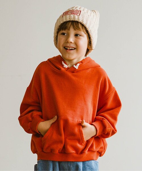 p.premier（ピードットプルミエ）の「ゆるシルエットのかぶりパーカー（パーカー・キッズ・オレンジ/アイボリー/グリーン・110/100/90/80/140/130/120）」の3枚目の写真