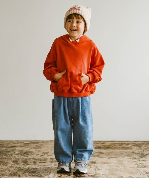 p.premier（ピードットプルミエ）の「ゆるシルエットのかぶりパーカー（パーカー・キッズ・オレンジ/アイボリー/グリーン・110/100/90/80/140/130/120）」の6枚目の写真