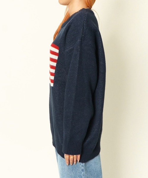 GORGE（ゴージ）の「《USAフラッグ×オーバーシルエット》レディース ニット セーター 主役級 春秋冬（ニット/セーター・レディース・オフホワイト/グレー/ネイビー/グリーン/ボルドー・F）」の7枚目の写真