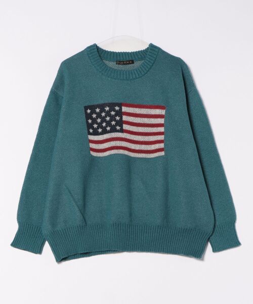 セール】《USAフラッグ×オーバーシルエット》レディース ニット