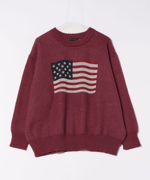 セール】《USAフラッグ×オーバーシルエット》レディース ニット