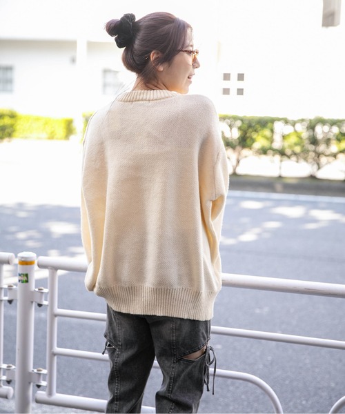 GORGE（ゴージ）の「《USAフラッグ×オーバーシルエット》レディース ニット セーター 主役級 春秋冬（ニット/セーター・レディース・オフホワイト/グレー/ネイビー/グリーン/ボルドー・F）」の12枚目の写真
