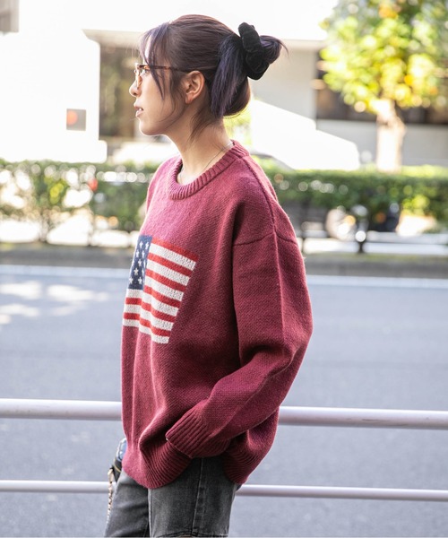 GORGE（ゴージ）の「《USAフラッグ×オーバーシルエット》レディース ニット セーター 主役級 春秋冬（ニット/セーター・レディース・オフホワイト/グレー/ネイビー/グリーン/ボルドー・F）」の15枚目の写真