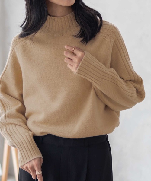 NAVY(ネイビー)の「nAvy 洗えるニット もっちりもちもち ハイネックプルオーバー(ニット/セーター・レディース・オレンジ/ベージュ/グリーン/ブラック・M/L)」の11枚目の写真