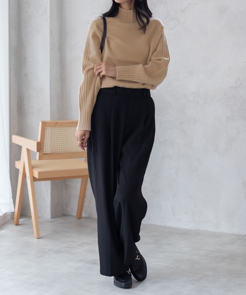 NAVY(ネイビー)の「nAvy 洗えるニット もっちりもちもち ハイネックプルオーバー(ニット/セーター・レディース・オレンジ/ベージュ/グリーン/ブラック・M/L)」の12枚目の写真