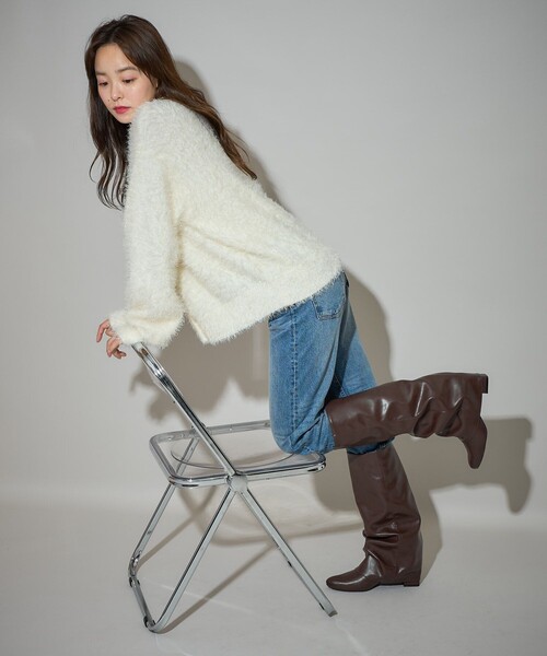 PUBLUX（パブリュクス）の「PUBLUX/パブリュクス フェイクレザー カバーブーツ　限定展開（ブーツ・レディース・ブラック/ブラウン・23.0cm/24.0cm/25.0cm）」の7枚目の写真