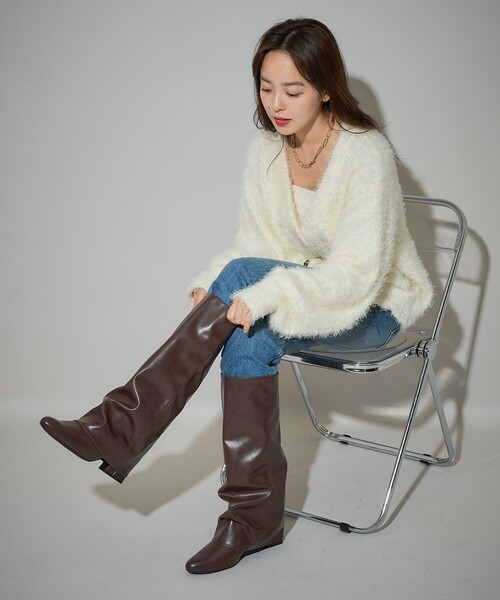 PUBLUX（パブリュクス）の「PUBLUX/パブリュクス フェイクレザー カバーブーツ　限定展開（ブーツ・レディース・ブラック/ブラウン・23.0cm/24.0cm/25.0cm）」の11枚目の写真