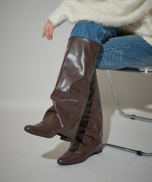 PUBLUX（パブリュクス）の「PUBLUX/パブリュクス フェイクレザー カバーブーツ　限定展開（ブーツ・レディース・ブラック/ブラウン・23.0cm/24.0cm/25.0cm）」の12枚目の写真