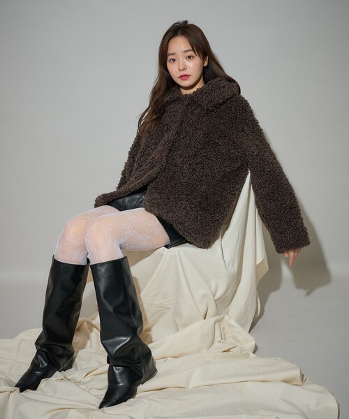 PUBLUX（パブリュクス）の「PUBLUX/パブリュクス フェイクレザー カバーブーツ　限定展開（ブーツ・レディース・ブラック/ブラウン・23.0cm/24.0cm/25.0cm）」の22枚目の写真