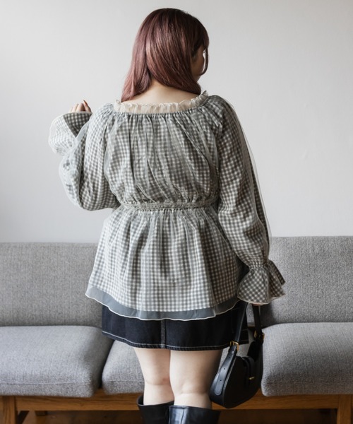 チュール重ねチェック柄ブラウス（シャツ/ブラウス）｜CLETTE