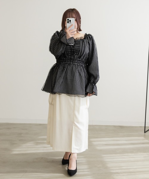 チュール重ねチェック柄ブラウス（シャツ/ブラウス）｜CLETTE