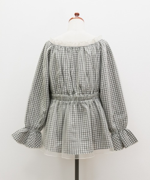 CLETTE(クレット)の「チュール重ねチェック柄ブラウス(シャツ/ブラウス・レディース・ブラック/グレー・LL/3L/4L)」の17枚目の写真