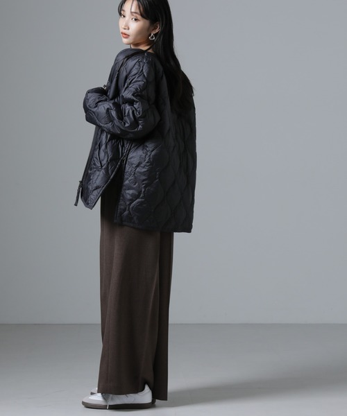 TAION/ミリタリー ダブルジップ Vネックダウン ジャケット（ダウン