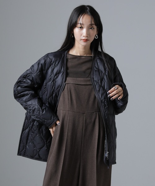 TAION/ミリタリー ダブルジップ Vネックダウン ジャケット（ダウン