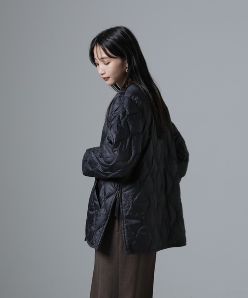 TAION/ミリタリー ダブルジップ Vネックダウン ジャケット（ダウン