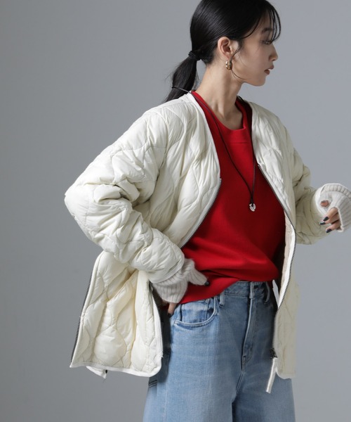 TAION/ミリタリー ダブルジップ Vネックダウン ジャケット（ダウン