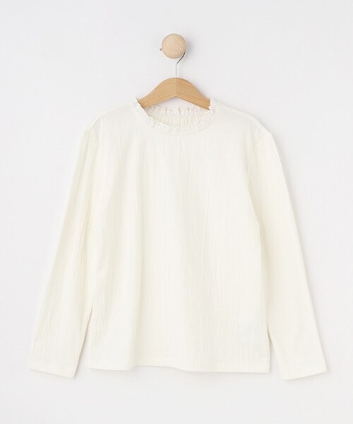 SHOO・LA・RUE（シューラルー）の「【100-140cm/プチセレ】フリルレースでお上品に インナートップス（Tシャツ/カットソー・キッズ・ブラック/オフホワイト・10/11/12/13/14）」の3枚目の写真