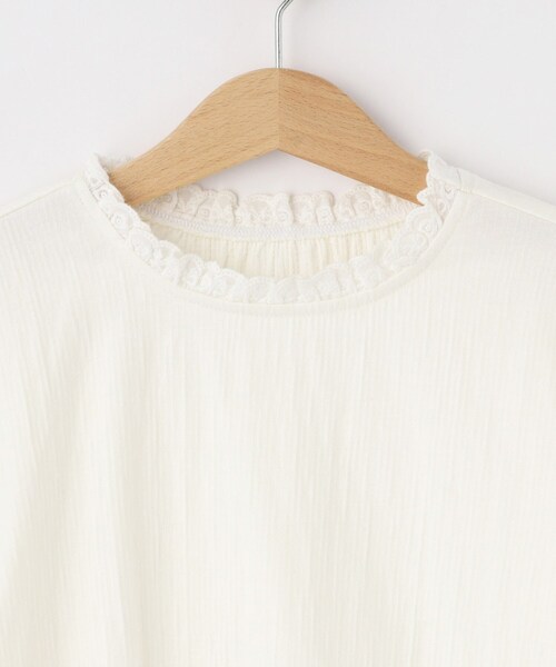 SHOO・LA・RUE（シューラルー）の「【100-140cm/プチセレ】フリルレースでお上品に インナートップス（Tシャツ/カットソー・キッズ・ブラック/オフホワイト・10/11/12/13/14）」の5枚目の写真