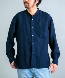 [OMNIGOD mens / オムニゴッド] リヨセルリネンポプリン スタンドカラーワークシャツ