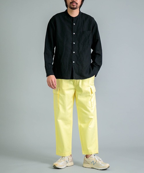 OMNIGOD（オムニゴッド）の「[OMNIGOD mens / オムニゴッド] リヨセルリネンポプリン スタンドカラーワークシャツ（シャツ/ブラウス・メンズ・ホワイト/ネイビー/ブラック・2/3/4）」の10枚目の写真