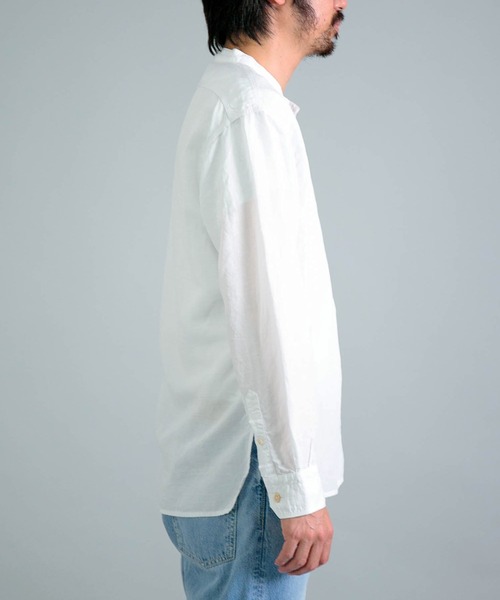 OMNIGOD（オムニゴッド）の「[OMNIGOD mens / オムニゴッド] リヨセルリネンポプリン スタンドカラーワークシャツ（シャツ/ブラウス・メンズ・ホワイト/ネイビー/ブラック・2/3/4）」の19枚目の写真