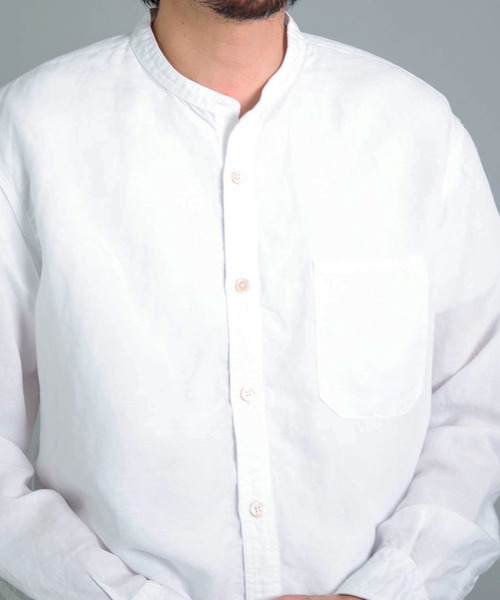 OMNIGOD（オムニゴッド）の「[OMNIGOD mens / オムニゴッド] リヨセルリネンポプリン スタンドカラーワークシャツ（シャツ/ブラウス・メンズ・ホワイト/ネイビー/ブラック・2/3/4）」の21枚目の写真