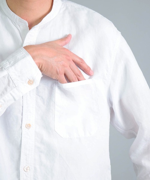 OMNIGOD（オムニゴッド）の「[OMNIGOD mens / オムニゴッド] リヨセルリネンポプリン スタンドカラーワークシャツ（シャツ/ブラウス・メンズ・ホワイト/ネイビー/ブラック・2/3/4）」の22枚目の写真