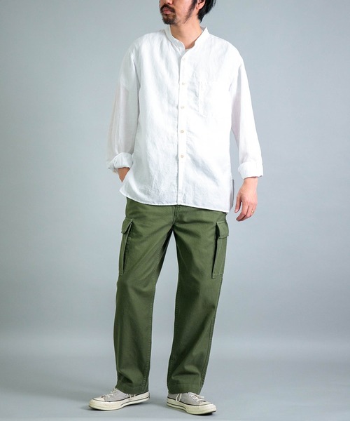 OMNIGOD（オムニゴッド）の「[OMNIGOD mens / オムニゴッド] リヨセルリネンポプリン スタンドカラーワークシャツ（シャツ/ブラウス・メンズ・ホワイト/ネイビー/ブラック・2/3/4）」の17枚目の写真